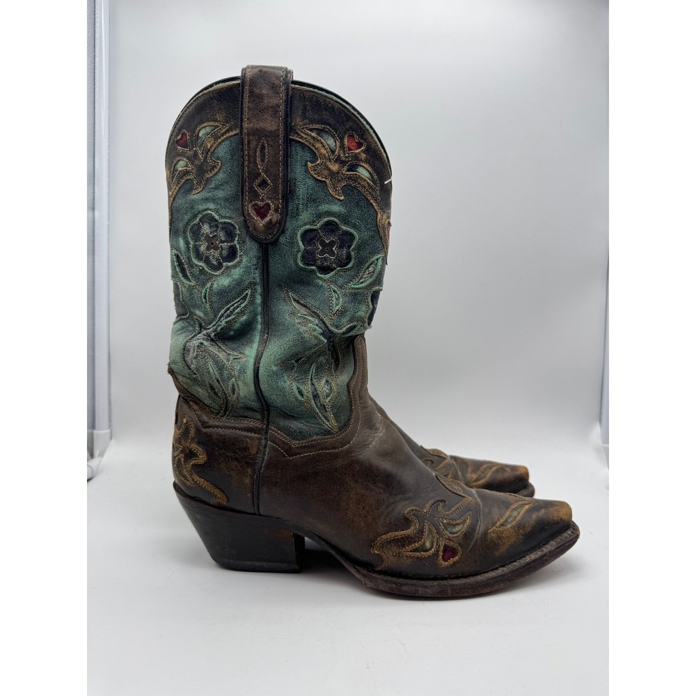 Dan Post Bluebird Floral Heart Embroidered Womens DP3544 Cowboy Boots Size 6.5 M